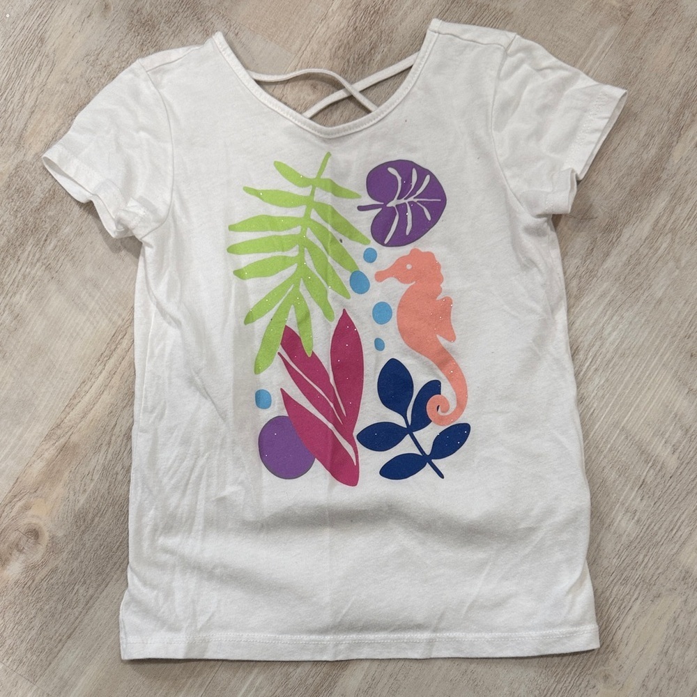The Children's Place White Tee with Colorful Sea Design